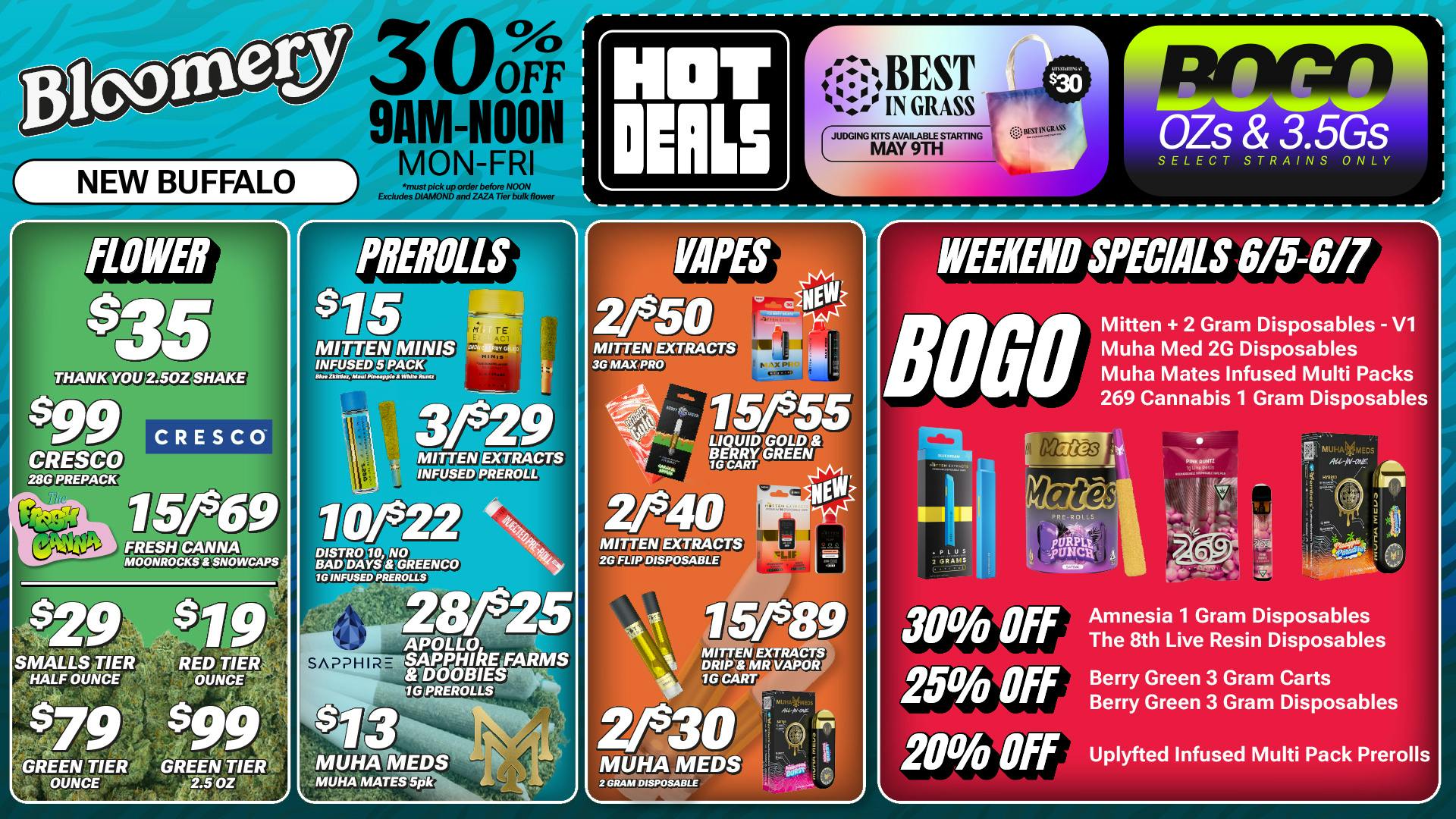 Bloomery Cannabis New Buffalo - 21+ Recreational 30% OFF Amnesia & The 8th 1G Disposables