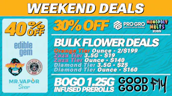 Bloomery Cannabis New Buffalo - 21+ Recreational 40% OFF Jungle Juice, Spyder Legs, Mr Vapor Soar