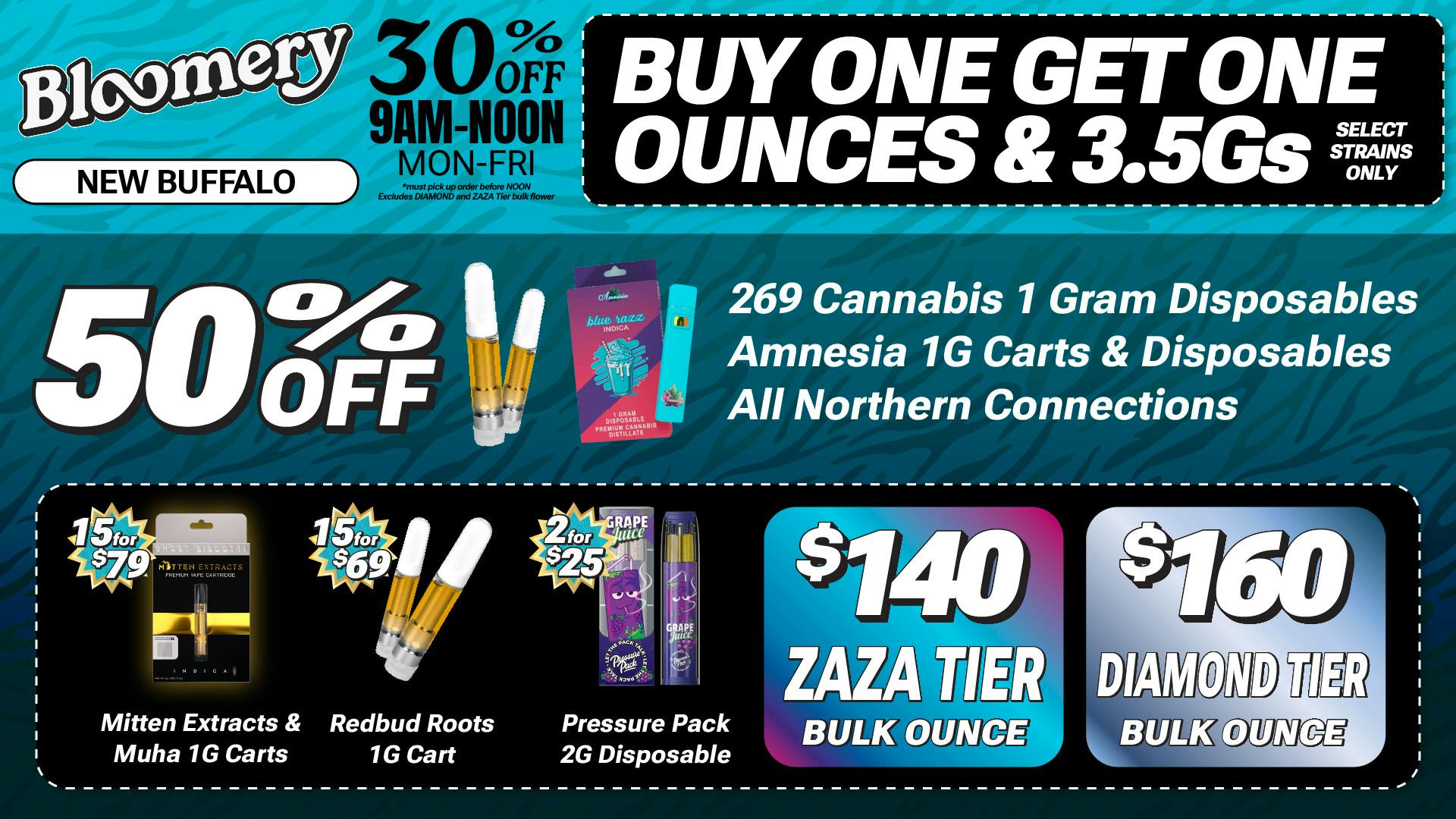 Bloomery Cannabis New Buffalo - 21+ Recreational 15/$69 1G Carts | 2/$25 2G Disposables