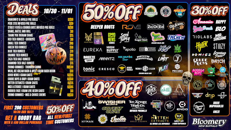 Bloomery Cannabis New Buffalo - 21+ Recreational Bloomery New Buffalo: Halloween Deals Worth a Trip