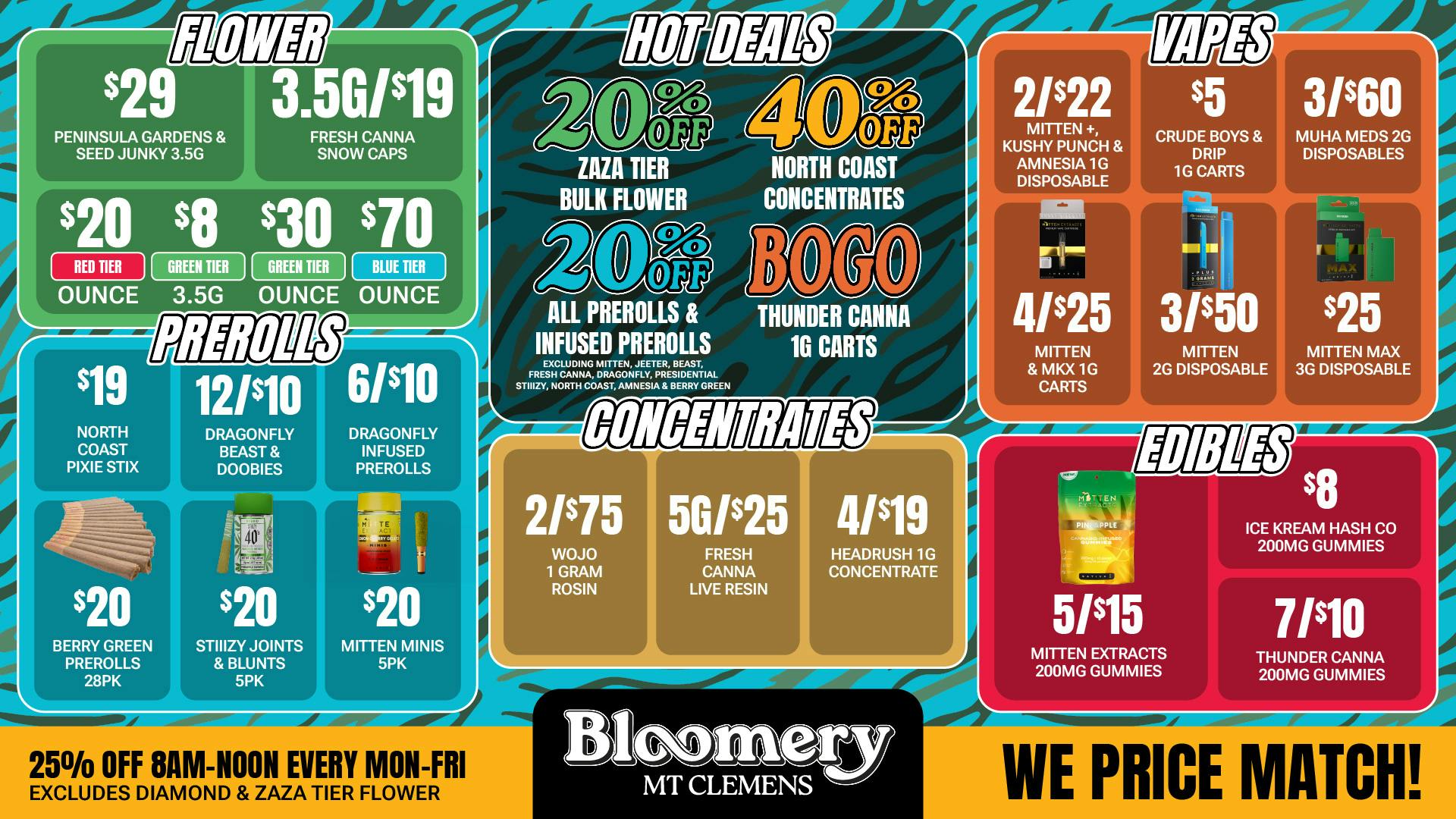 Bloomery Cannabis Mt Clemens - 21+ Recreational 20% OFF Zaza Tier Bulk Flower | $20 Red Tier OZ