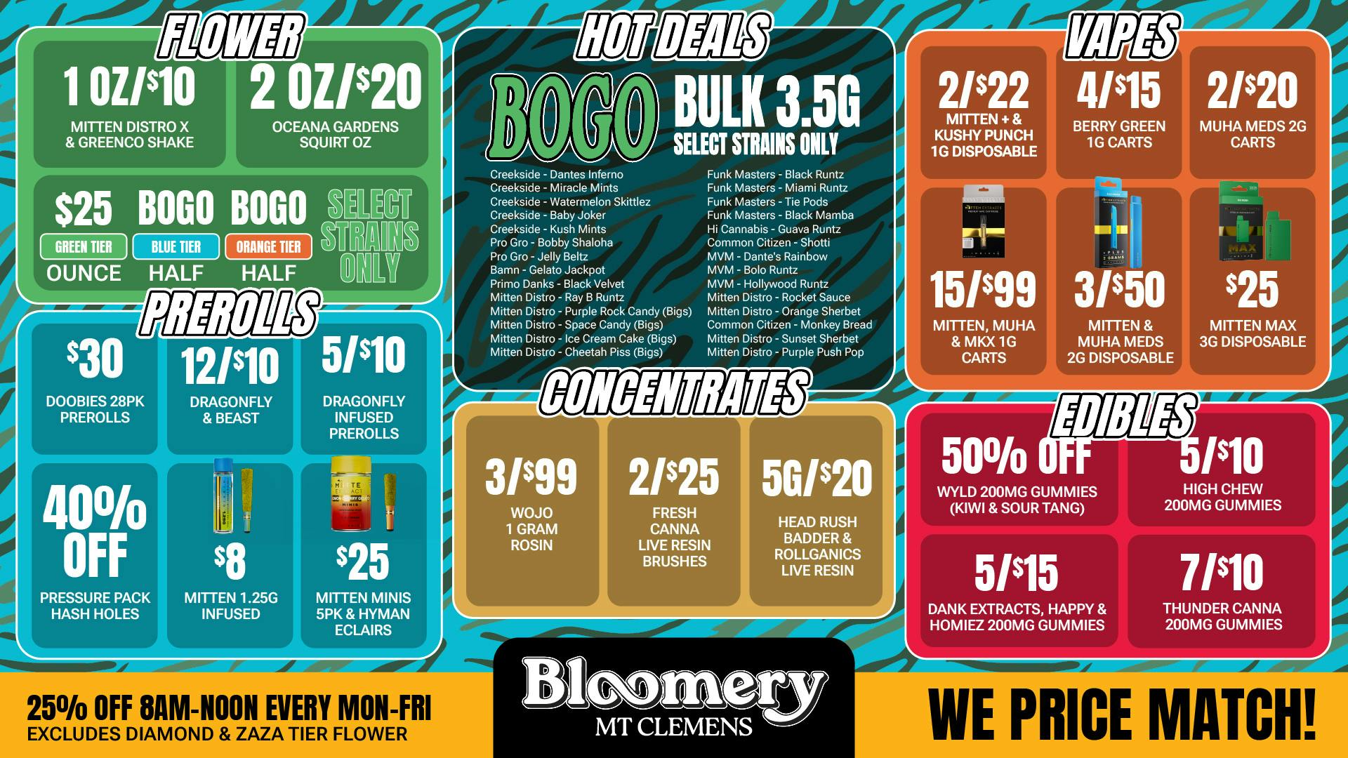 Bloomery Cannabis Mt Clemens - 21+ Recreational 50% OFF Seed Junky, Presidential & Society C