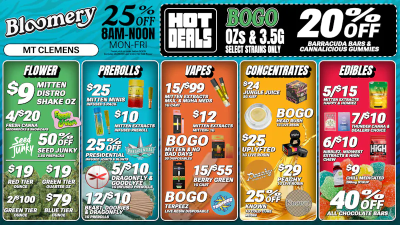 Bloomery Cannabis Mt Clemens - 21+ Recreational BOGO OZs & 3.5G Flower (select strains only)