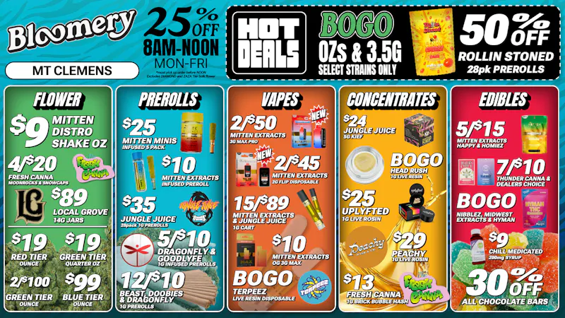 Bloomery Cannabis Mt Clemens - 21+ Recreational BOGO OZs & 3.5G Flower (select strains only)