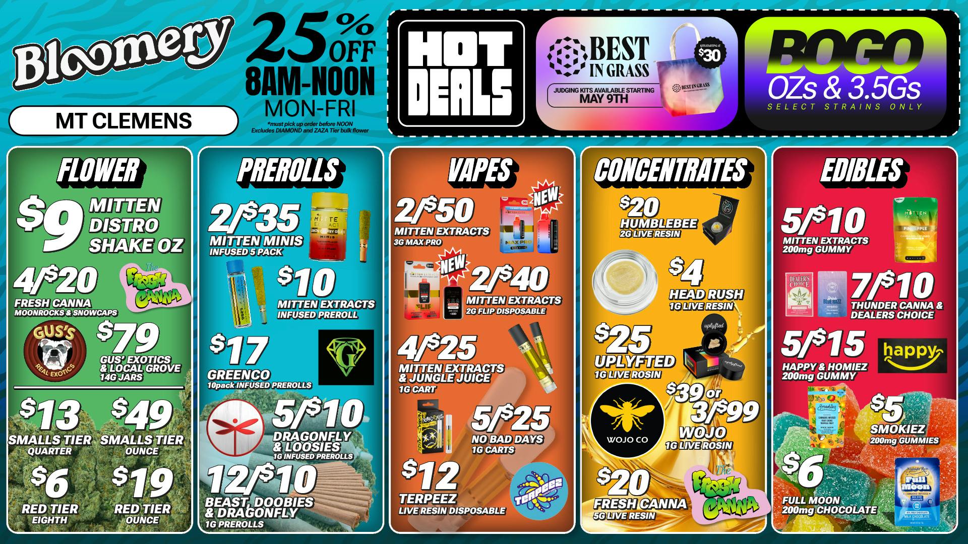Bloomery Cannabis Mt Clemens - 21+ Recreational $13 Quarter Ounce (Smalls) | $79 Gus' 14G Jar