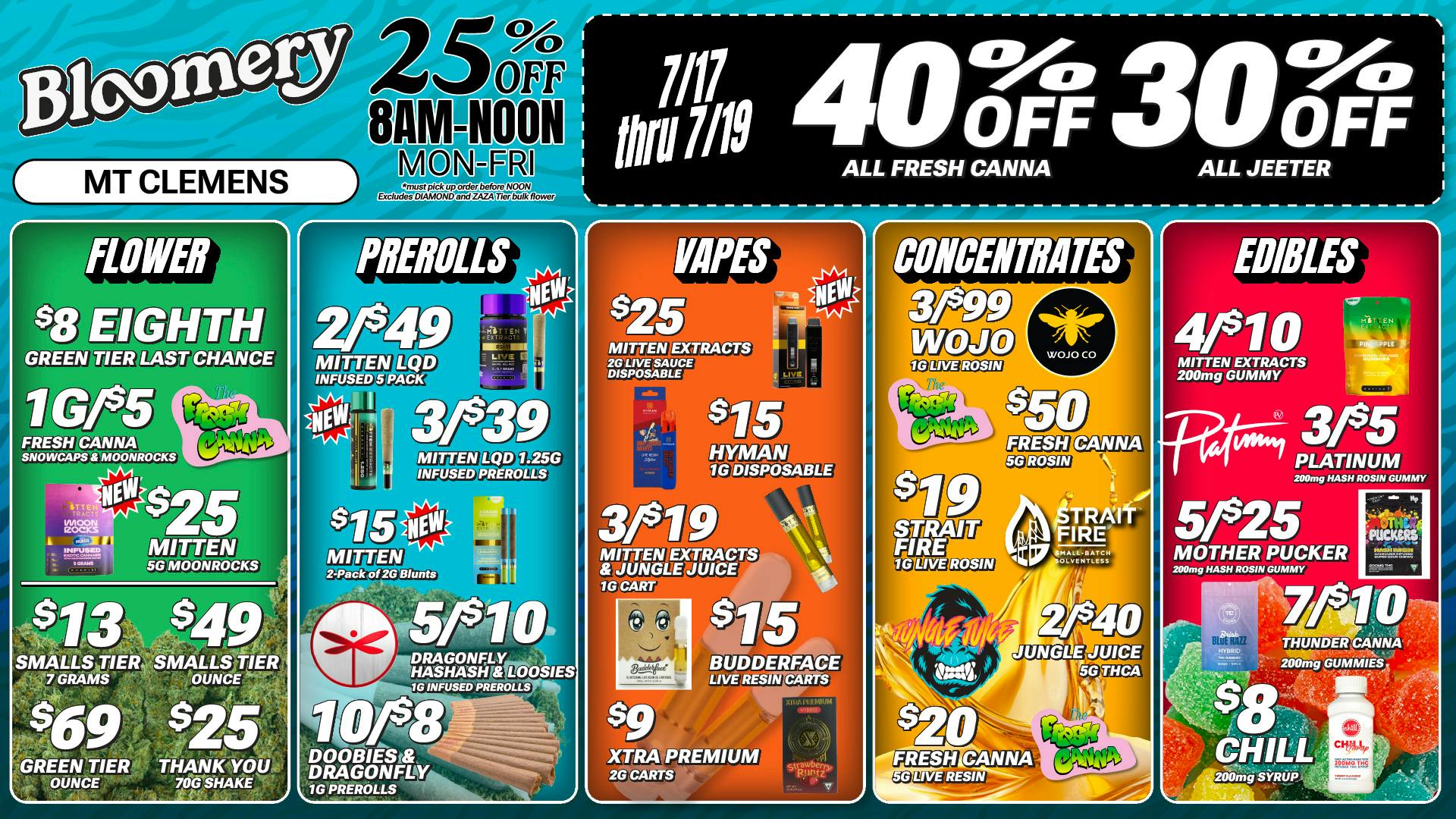 Bloomery Cannabis Mt Clemens - 21+ Recreational 40% OFF Fresh Canna | 30% OFF Jeeter
