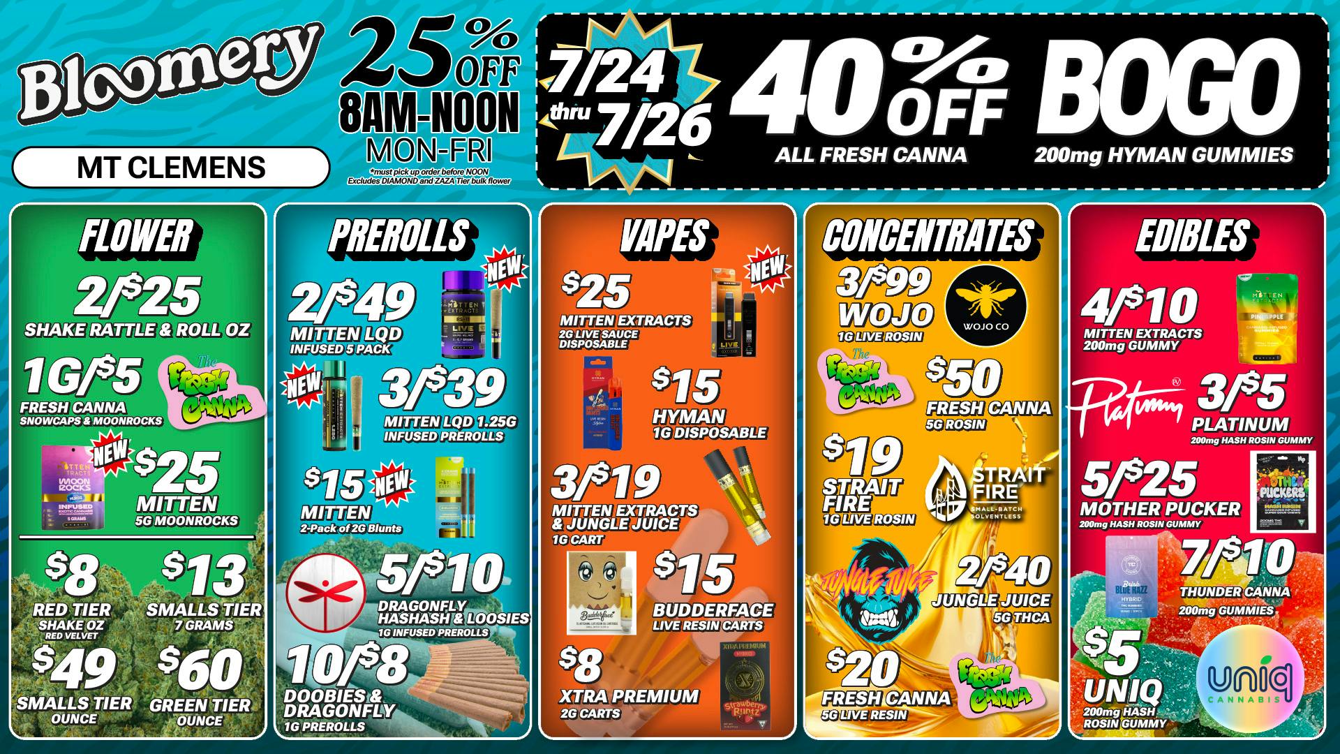 Bloomery Cannabis Mt Clemens - 21+ Recreational $8 2G Carts | $8 Shake OZ | $13 Quarter OZ Smalls