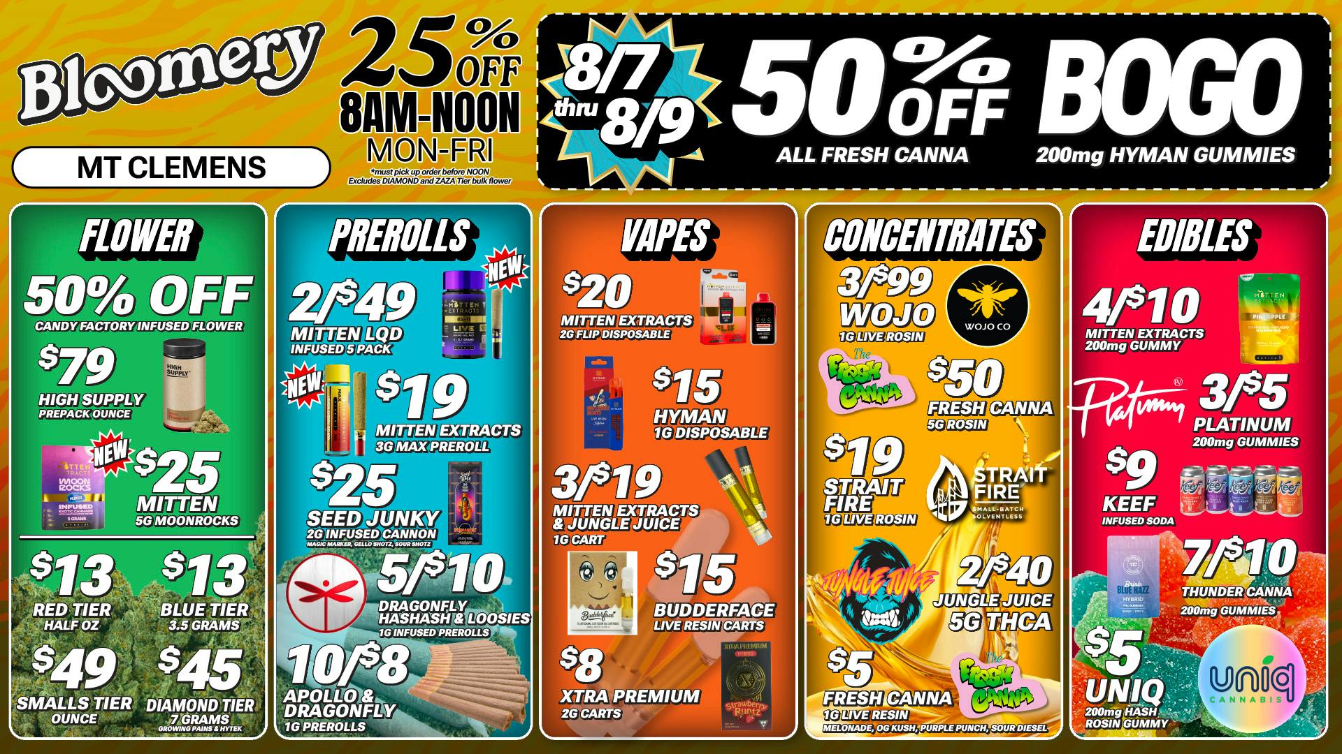 Bloomery Cannabis Mt Clemens - 21+ Recreational 5/$10 Infused Prerolls | 3/$19 1G Carts