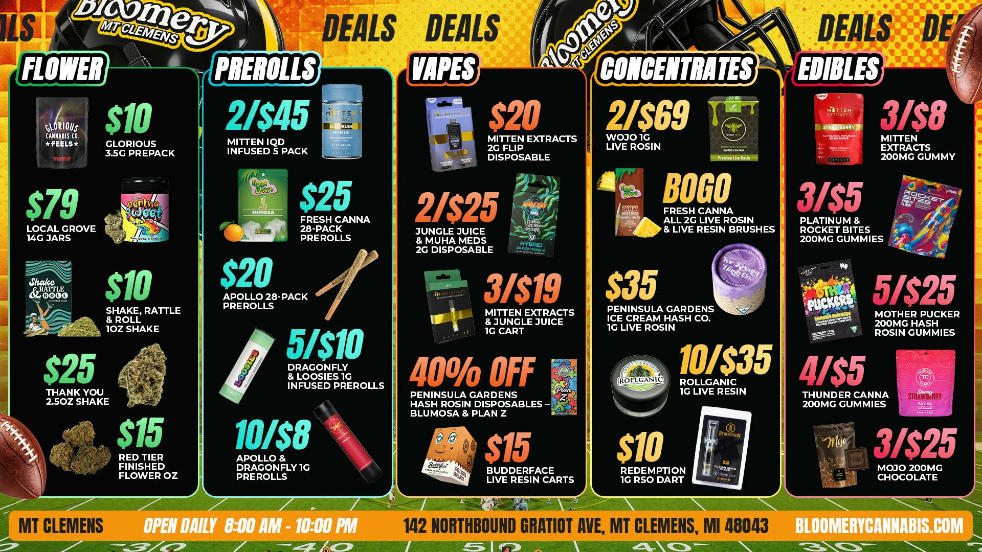Bloomery Cannabis Mt Clemens - 21+ Recreational Bloomery Game Day Deals: Flower, Vapes & Edibles!