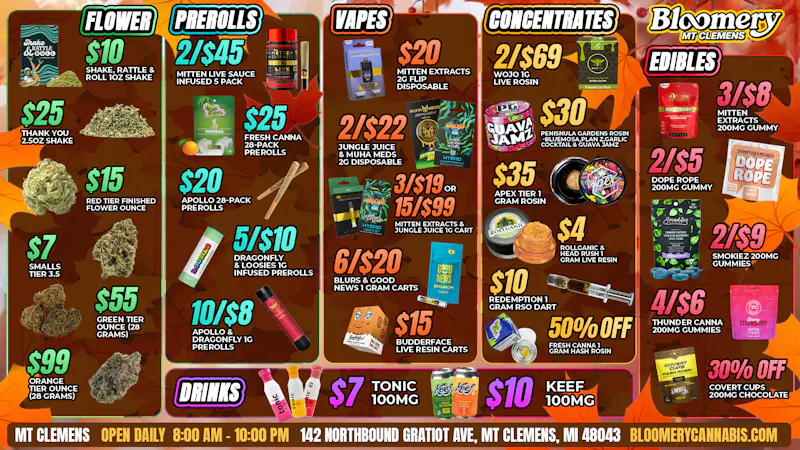 Bloomery Cannabis Mt Clemens - 21+ Recreational Bloomery Mt Clemens Deals: Fall Savings Kick Off