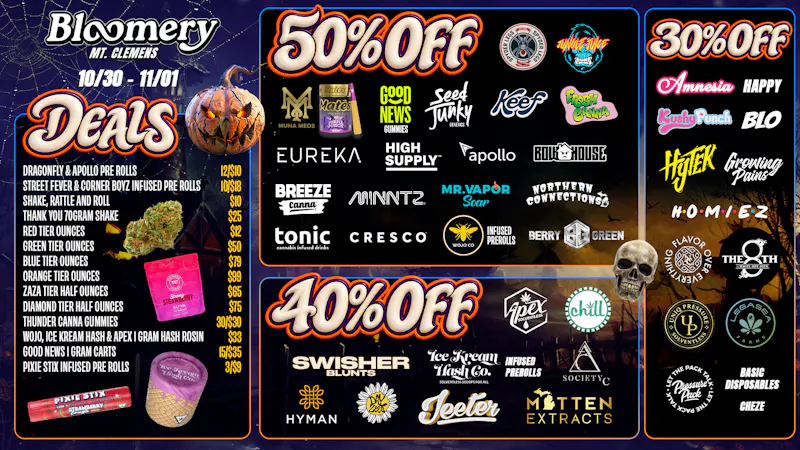 Bloomery Cannabis Mt Clemens - 21+ Recreational Bloomery Mt Clemens: Halloween Deals Up to 50% Off