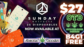 American Cannabis Company - Mustang ☀️ Buy 4 Get 1 Sunday Brand 2G Disposables | Only