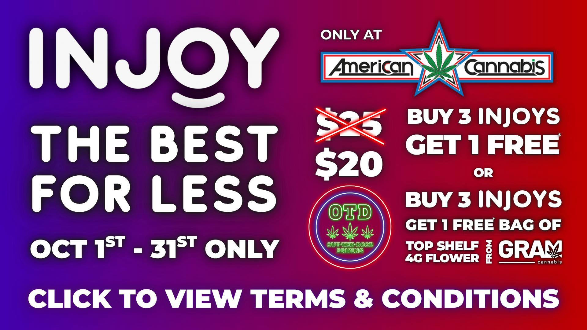 American Cannabis Company - Newcastle - Drive Thru Cure Injoy B3G1 FREE* 2g Disposables 🪄