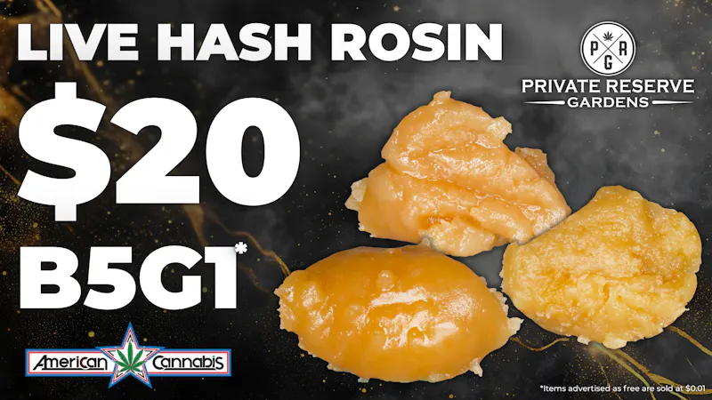 American Cannabis Company - S. Western 🔥Sale🔥 Private Reserve Garden 1g Live Rosin $20