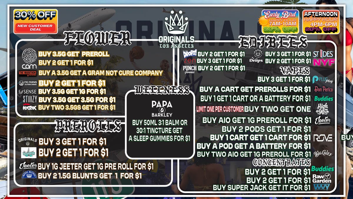 Originals Factory & Weed Shop WEEKLY BOGO DEALS