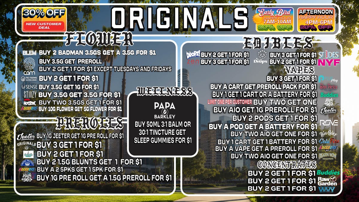 Originals Factory & Weed Shop WEEKLY BOGO DEALS