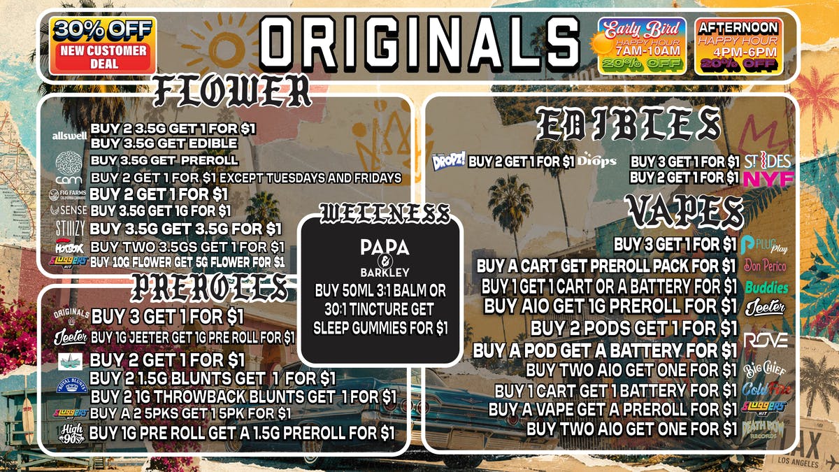 Originals Factory & Weed Shop WEEKLY BOGO DEALS