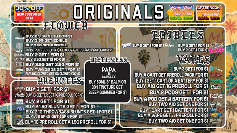 Originals Factory & Weed Shop WEEKLY BOGO DEALS