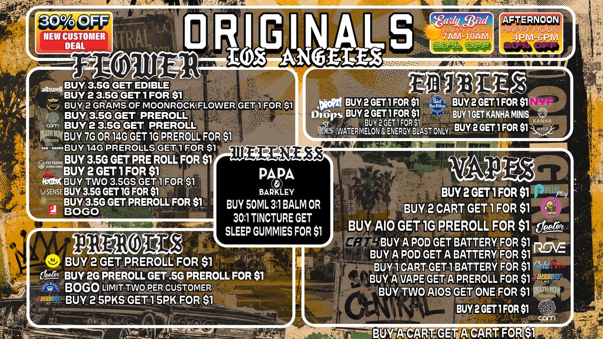 Originals Factory & Weed Shop WEEKLY BOGO DEALS