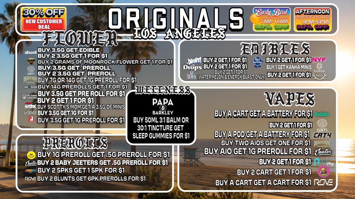 Originals Factory & Weed Shop WEEKLY BOGO DEALS