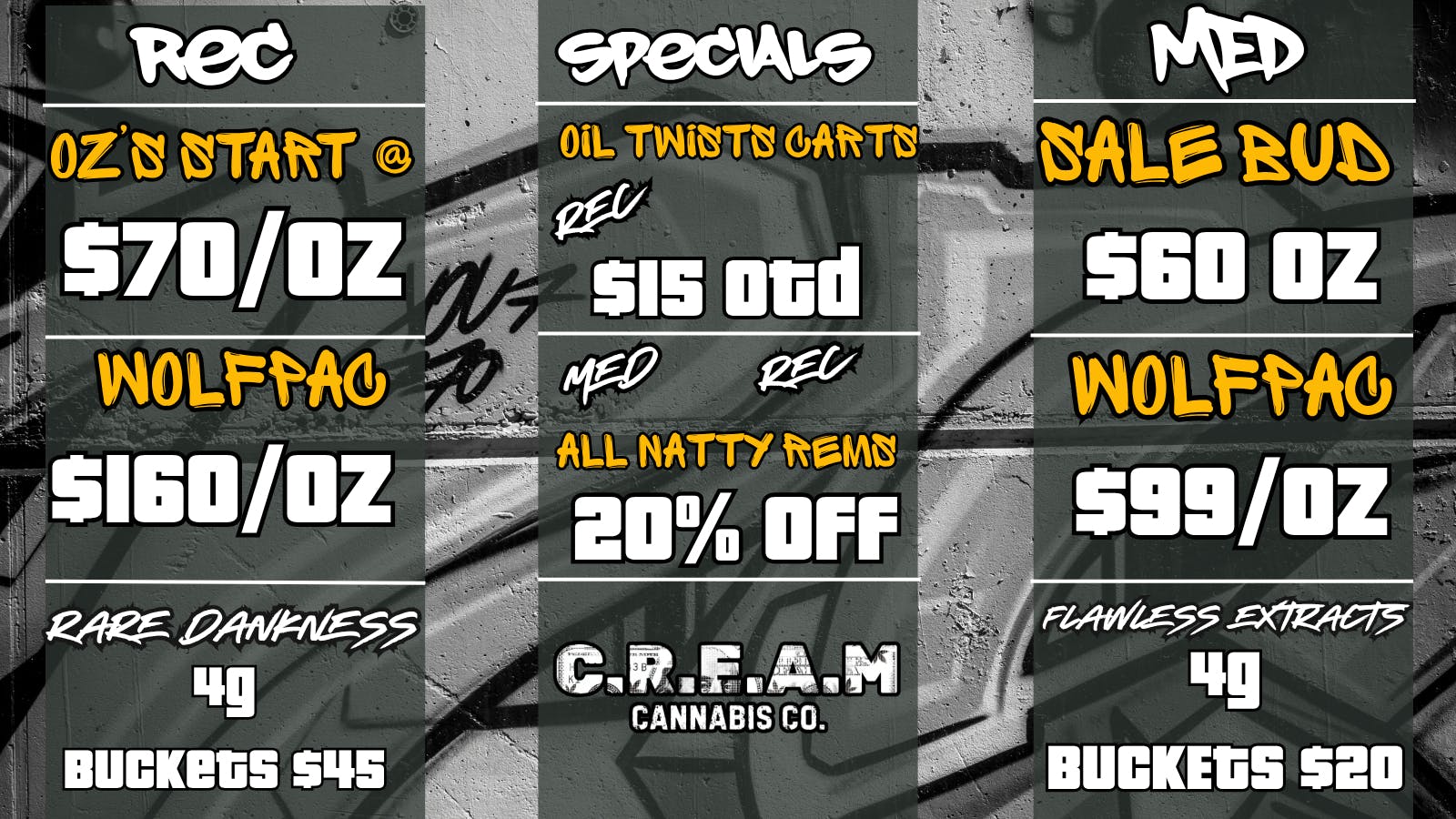 CREAM Specials @ C.R.E.A.M