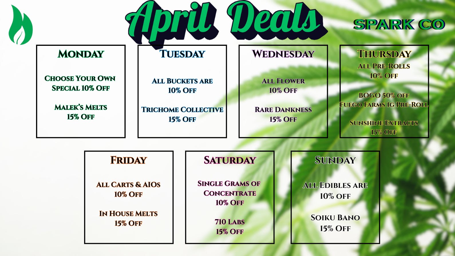 Spark Co Daily Deals All Month Long!