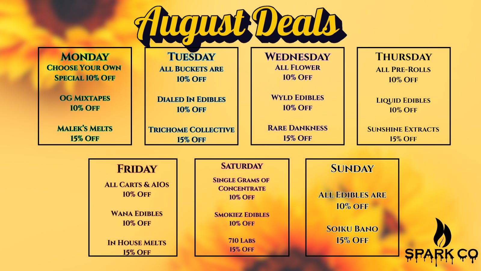 Spark Co August Specials To Enjoy All Month Long!