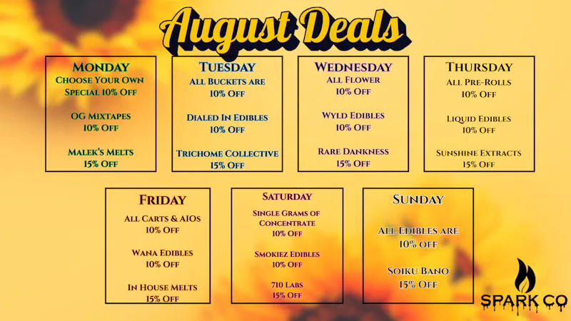 Spark Co August Specials To Enjoy All Month Long!