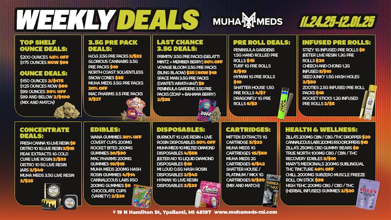 Muha Meds Ann Arbor - Recreational Delivery MONDAYS AND MUHA JUST MAKES SENSE! 5PM-7PM ONLY!