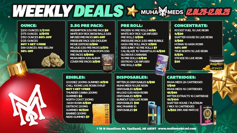 Muha Meds Ypsilanti - Recreational Muha Meds Ypsi Weekly Deals Drop for Dec 1–8 🎁🔥