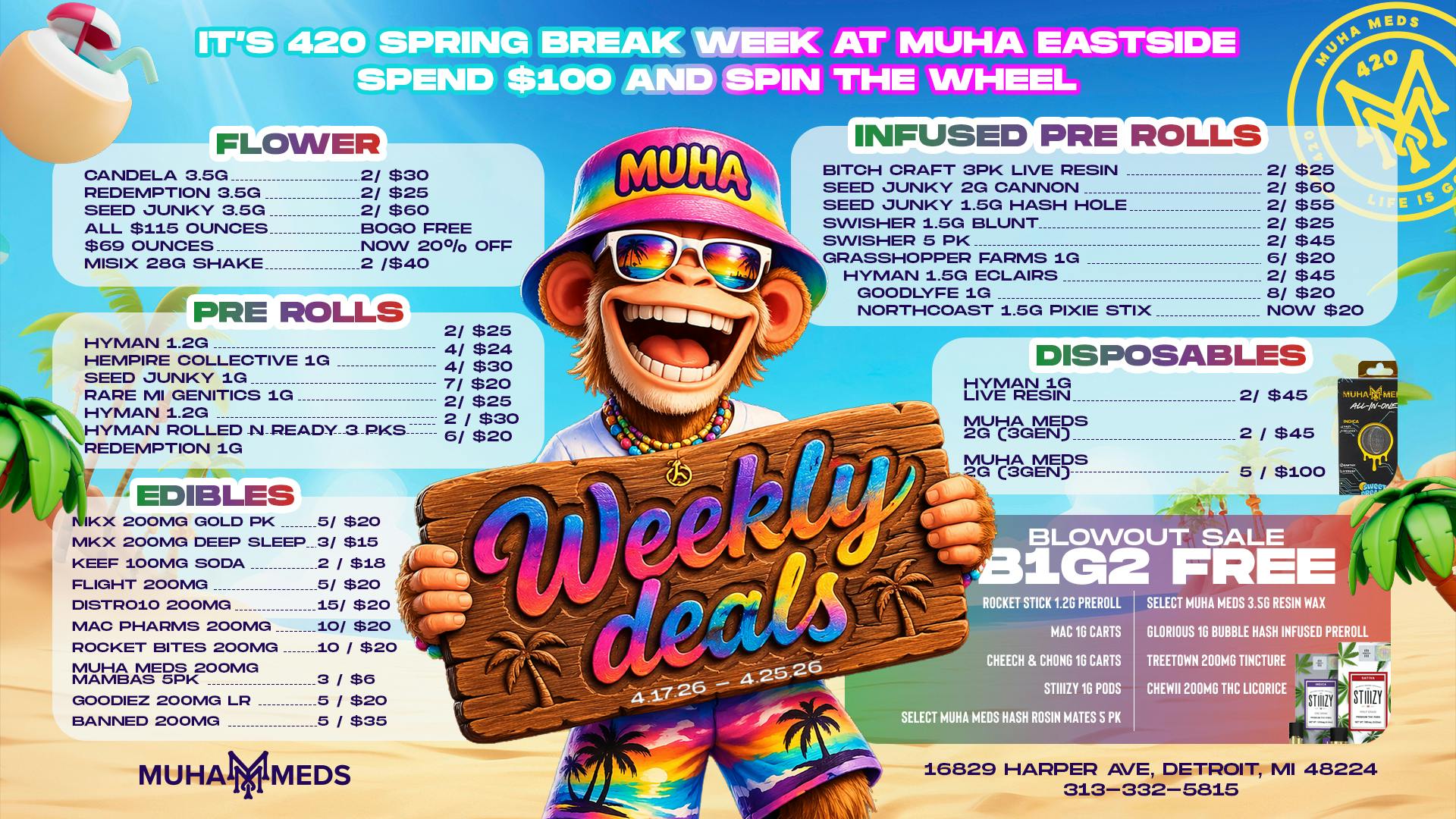 Muha Meds Detroit Muha Spring Break Deals: Big2Free & Wheel Spins!