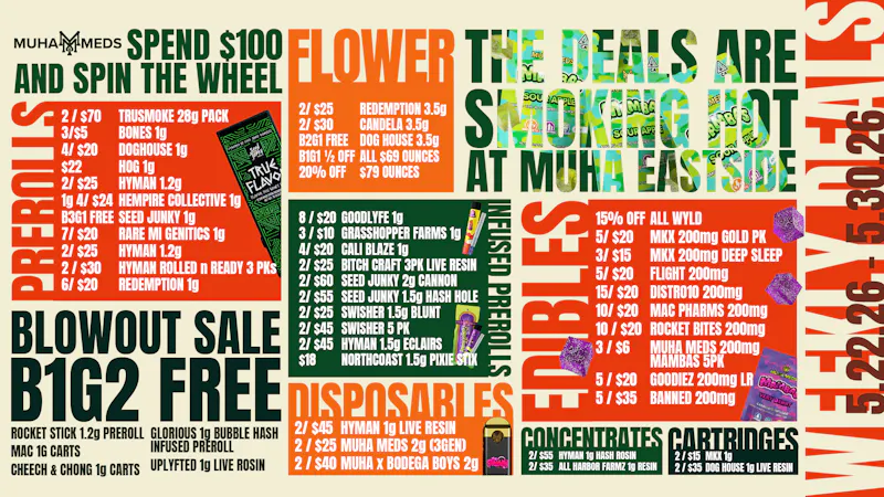 Muha Meds Detroit Muha Eastside Weekly Deals: Big2Free & Hot Picks!