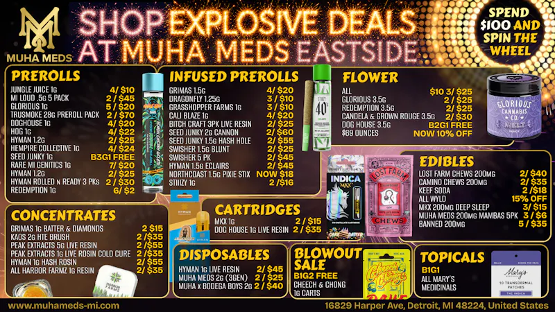 Muha Meds - Detroit Muha Eastside Explosive Deals: Spin & Save Weekly!
