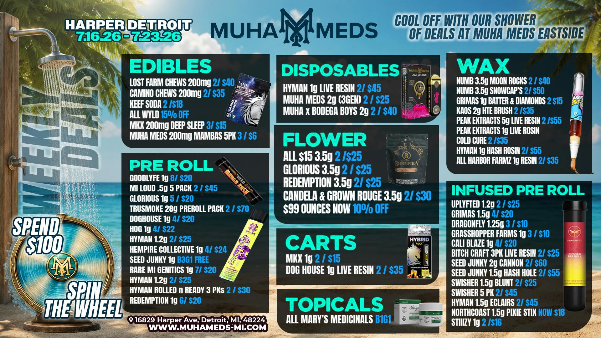 Muha Meds - Detroit Muha Eastside Cool Deals: Spin & Save All Week Now