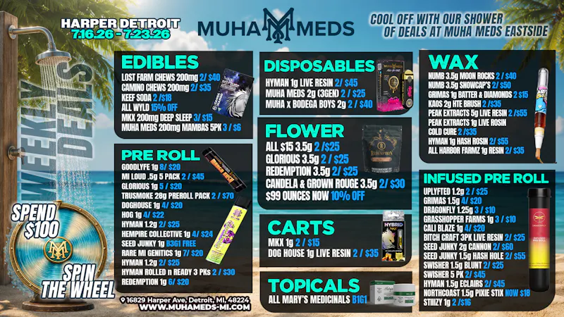 Muha Meds - Detroit Muha Eastside Cool Deals: Spin & Save All Week Now