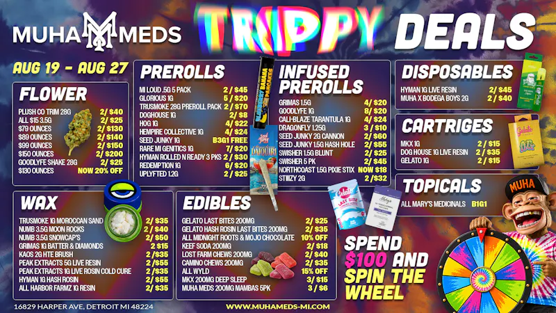 Muha Meds - Detroit Muha Meds Trippy Deals: Spin & Save All Week Now!