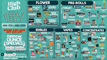 High Club Port Huron Reset Your Stash! Save $25 When You Spend $100!