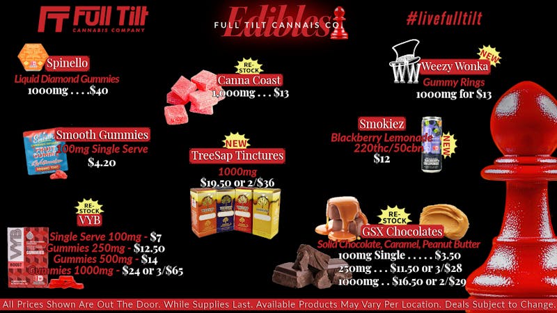 Full Tilt Cannabis Co - Miami $16.50 1,000mg Chocolate, 2/$29