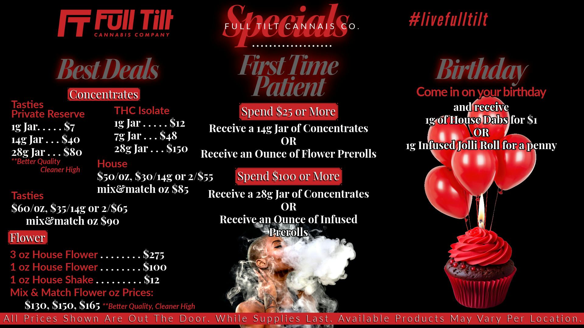 Full Tilt Cannabis Co - Miami $1 Gram of Dabs on Your Birthday🎂