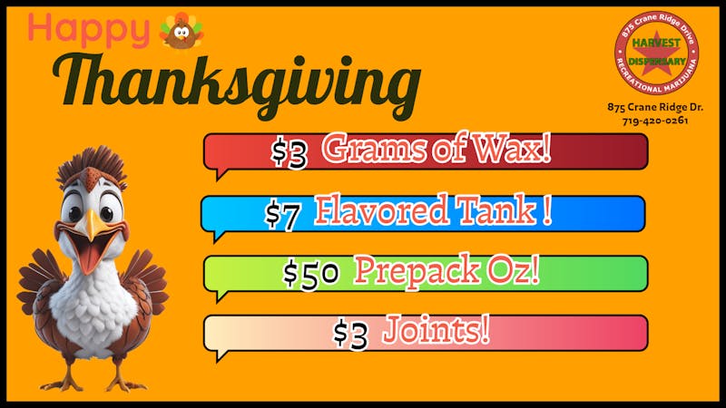 Harvest Dispensary Thanksgiving Deals!