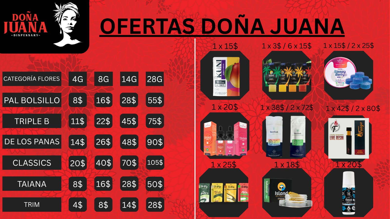 Doña Juana - Carolina OFERTA DE FLORES Y CONCENTRADOS