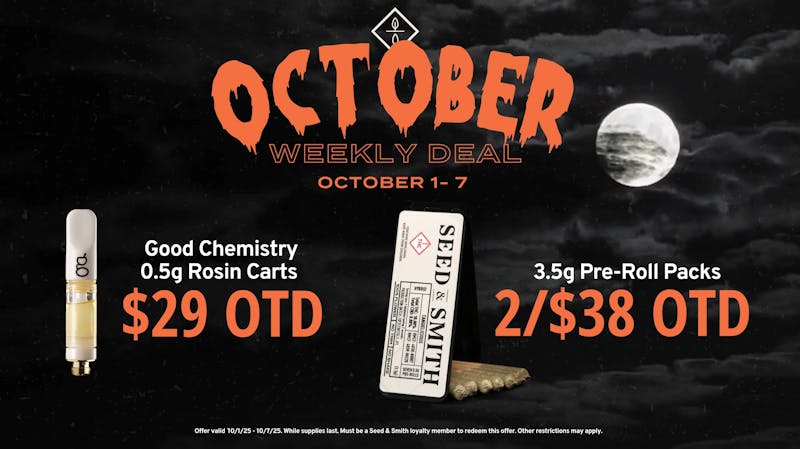 Seed & Smith Cannabis Good Chem .5g Live Rosin Carts for $29 OTD
