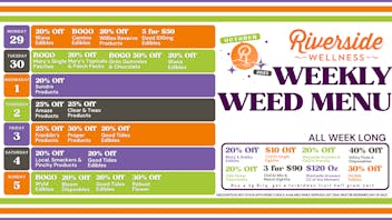 Riverside Wellness WEEKLY WEED MENU 9/29-10/5
