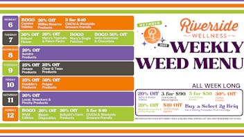 Riverside Wellness WEEKLY WEED MENU 10/6-10/12