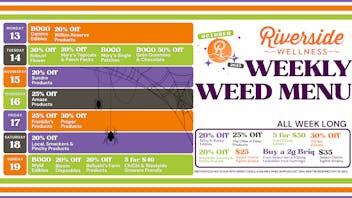 Riverside Wellness Weekly Weed Menu 10/13-10/19