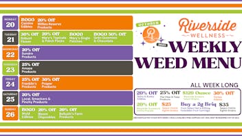 Riverside Wellness WEEKLY WEED MENU 10/20-10/26