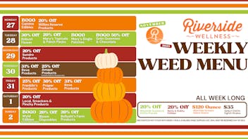 Riverside Wellness Weekly Weed Menu 10/27-11/2