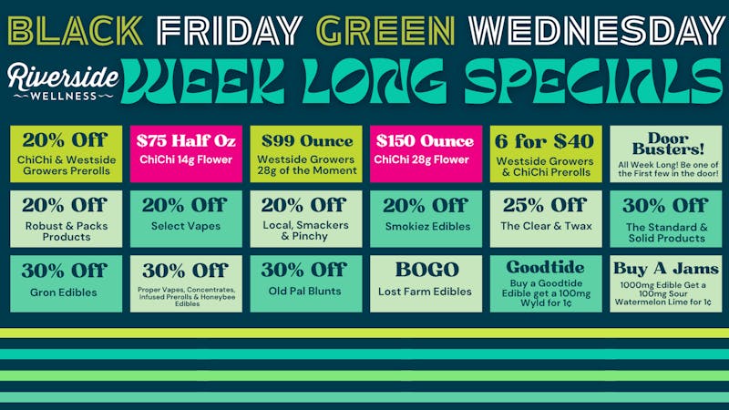Riverside Wellness Green Wednesday / Black Friday Savings 11/24-11/30