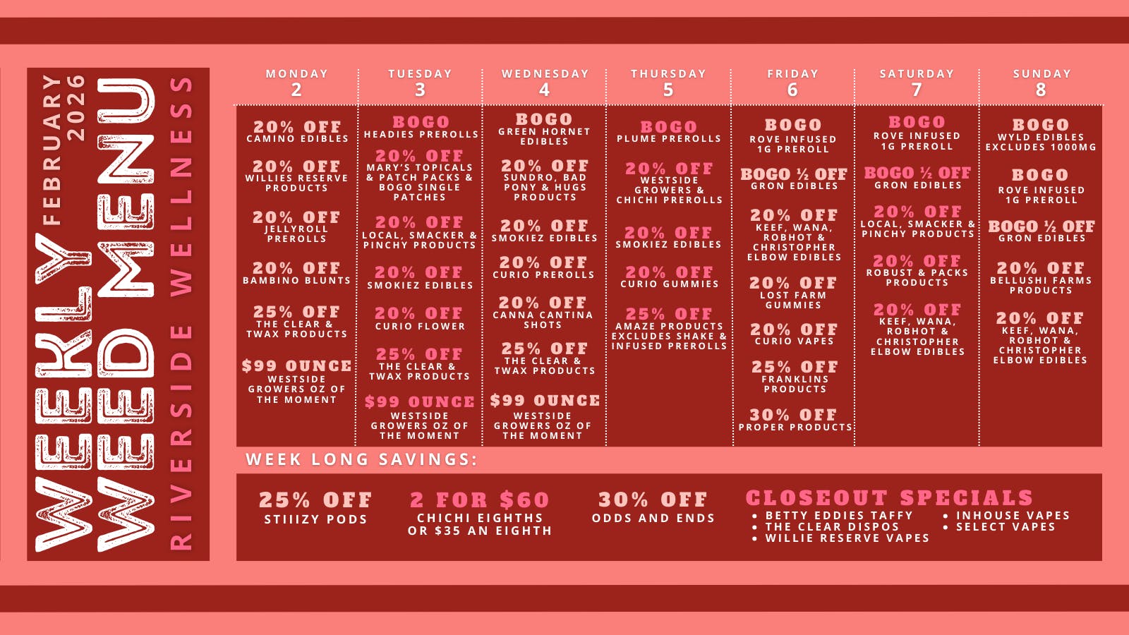Riverside Wellness WEEKLY WEED MENU 2/2-2/8
