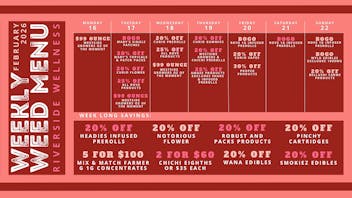 Riverside Wellness WEEKLY WEED MENU 2/16-2/22